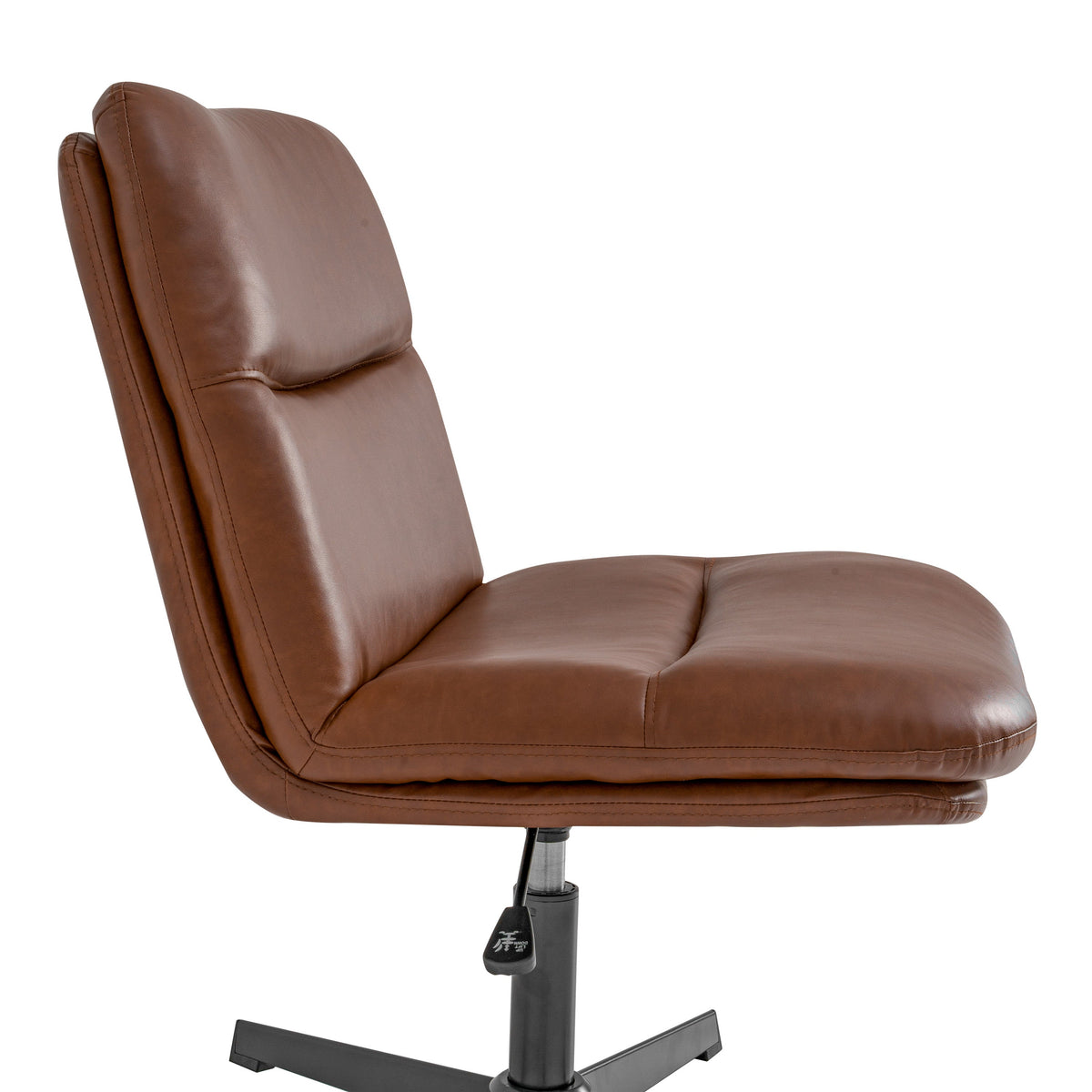 Cognac LeatherSoft/Black Frame |#| Commercial Wide Mid-Back Padded LeatherSoft Swivel Office Chair in Cognac/Black