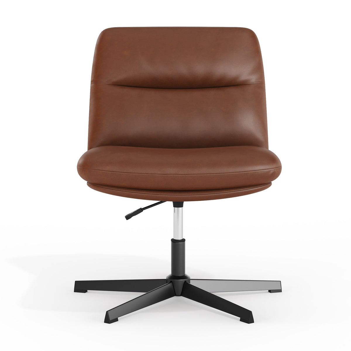Cognac LeatherSoft/Black Frame |#| Commercial Wide Mid-Back Padded LeatherSoft Swivel Office Chair in Cognac/Black