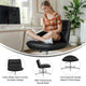 Black LeatherSoft/Chrome Frame |#| Commercial Wide Mid-Back Padded LeatherSoft Swivel Office Chair in Black/Chrome