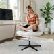 Cream Faux Shearling/Black Frame |#| Commercial Wide Mid-Back Padded Faux Shearling Swivel Office Chair in Cream/Blk