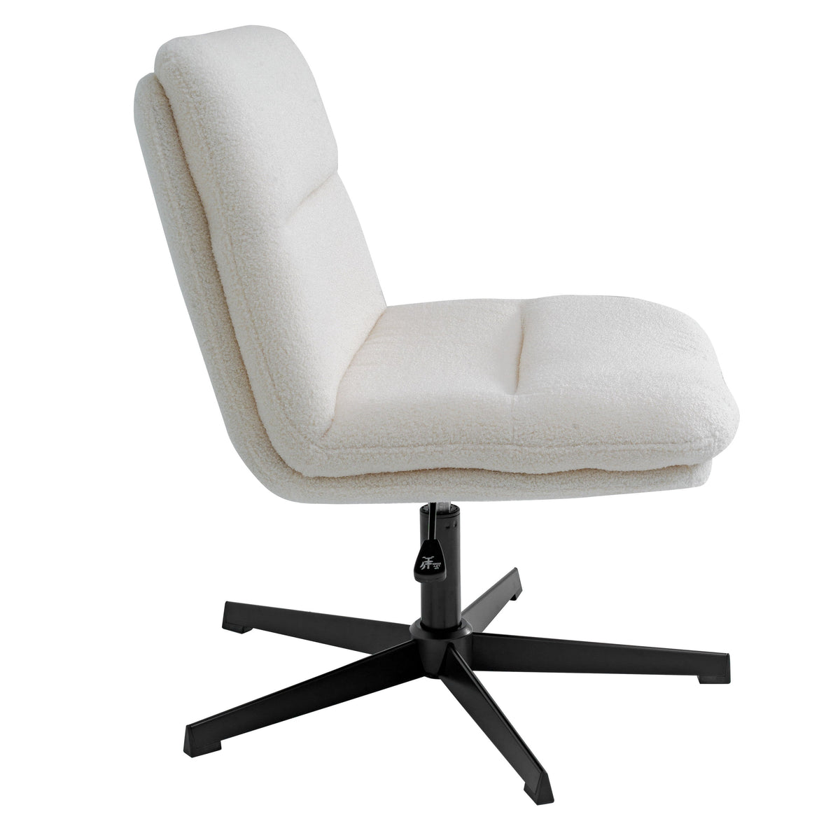 Cream Faux Shearling/Black Frame |#| Commercial Wide Mid-Back Padded Faux Shearling Swivel Office Chair in Cream/Blk