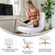White LeatherSoft/Gold Frame |#| Commercial Wide Mid-Back Padded LeatherSoft Swivel Office Chair in White/Gold