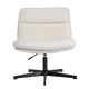 Cream Faux Shearling/Black Frame |#| Commercial Wide Mid-Back Padded Faux Shearling Swivel Office Chair in Cream/Blk