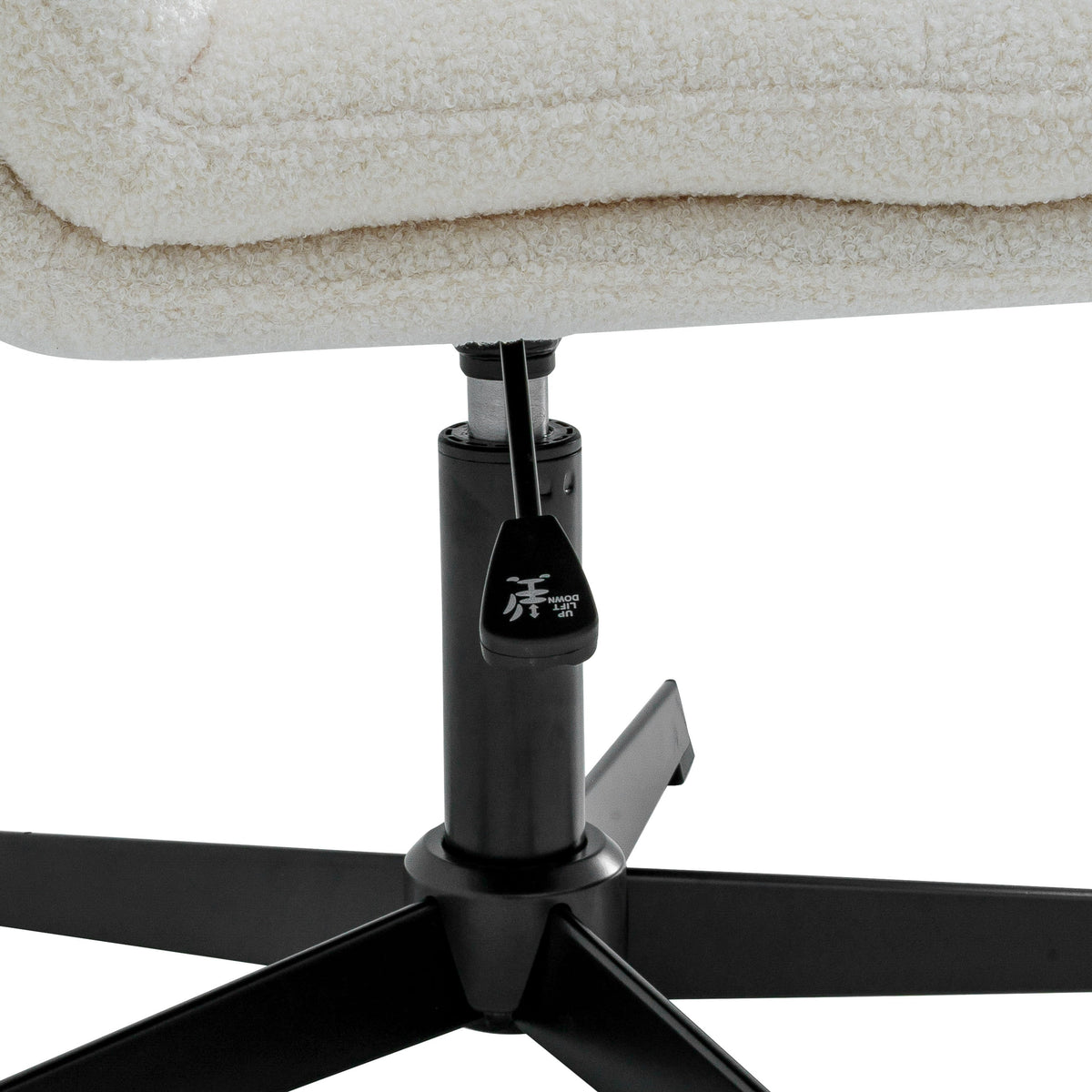 Cream Faux Shearling/Black Frame |#| Commercial Wide Mid-Back Padded Faux Shearling Swivel Office Chair in Cream/Blk