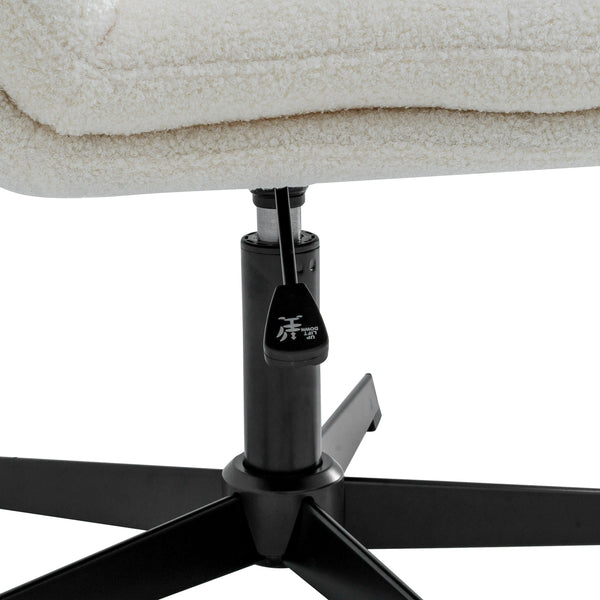 Cream Faux Shearling/Black Frame |#| Commercial Wide Mid-Back Padded Faux Shearling Swivel Office Chair in Cream/Blk