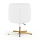 White LeatherSoft/Gold Frame |#| Commercial Wide Mid-Back Padded LeatherSoft Swivel Office Chair in White/Gold