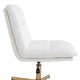 White LeatherSoft/Gold Frame |#| Commercial Wide Mid-Back Padded LeatherSoft Swivel Office Chair in White/Gold