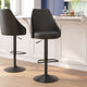 Black |#| Commercial Black LeatherSoft Adjustable Height Pedestal Bar Stools - Set of 2