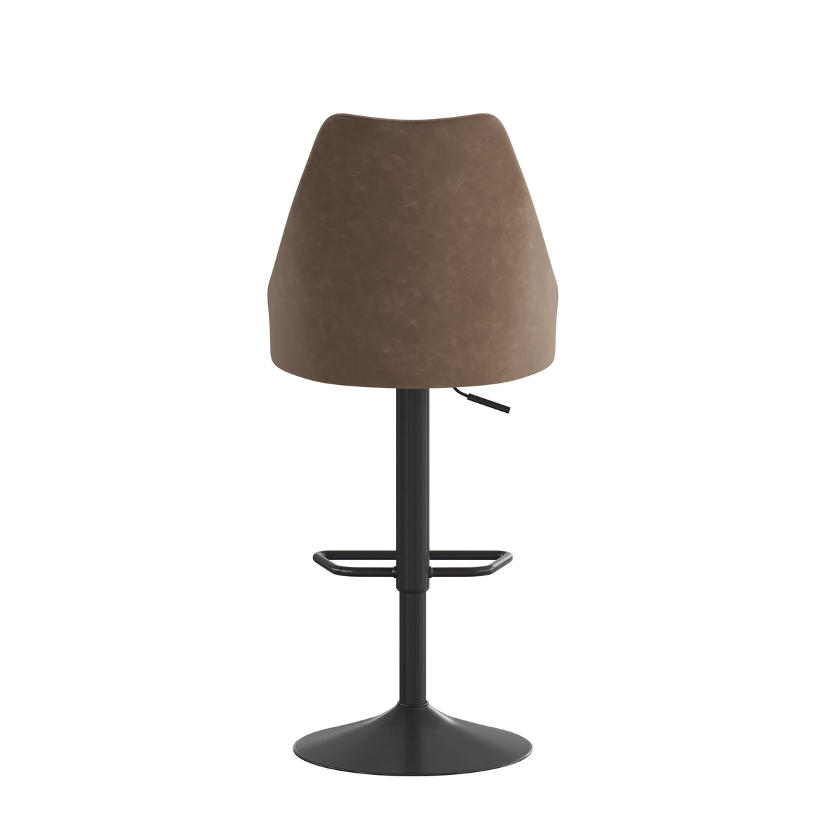 Brown |#| Commercial Brown LeatherSoft Adjustable Height Pedestal Bar Stools - Set of 2