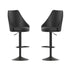 Chrishelle Set of 2 Commercial Adjustable Height Barstools with Upholstered Tufted Seats and Pedestal Base with Footring, Black
