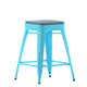 Teal-Blue Resin Wood Seat/Teal Frame |#| All-Weather Teal Commercial Backless Counter Stools-Teal Poly Seat-4 PK