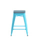 Teal-Blue Resin Wood Seat/Teal Frame |#| All-Weather Teal Commercial Backless Counter Stools-Teal Poly Seat-4 PK