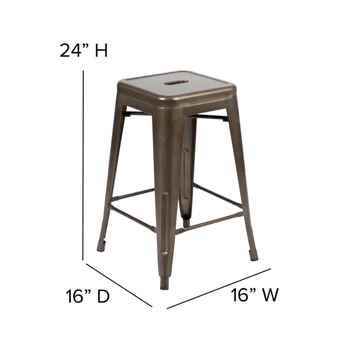 Black Resin Wood Seat/Gun Metal Frame |#| All-Weather GN Commercial Backless Counter Stools-Black Poly Seat-4 PK