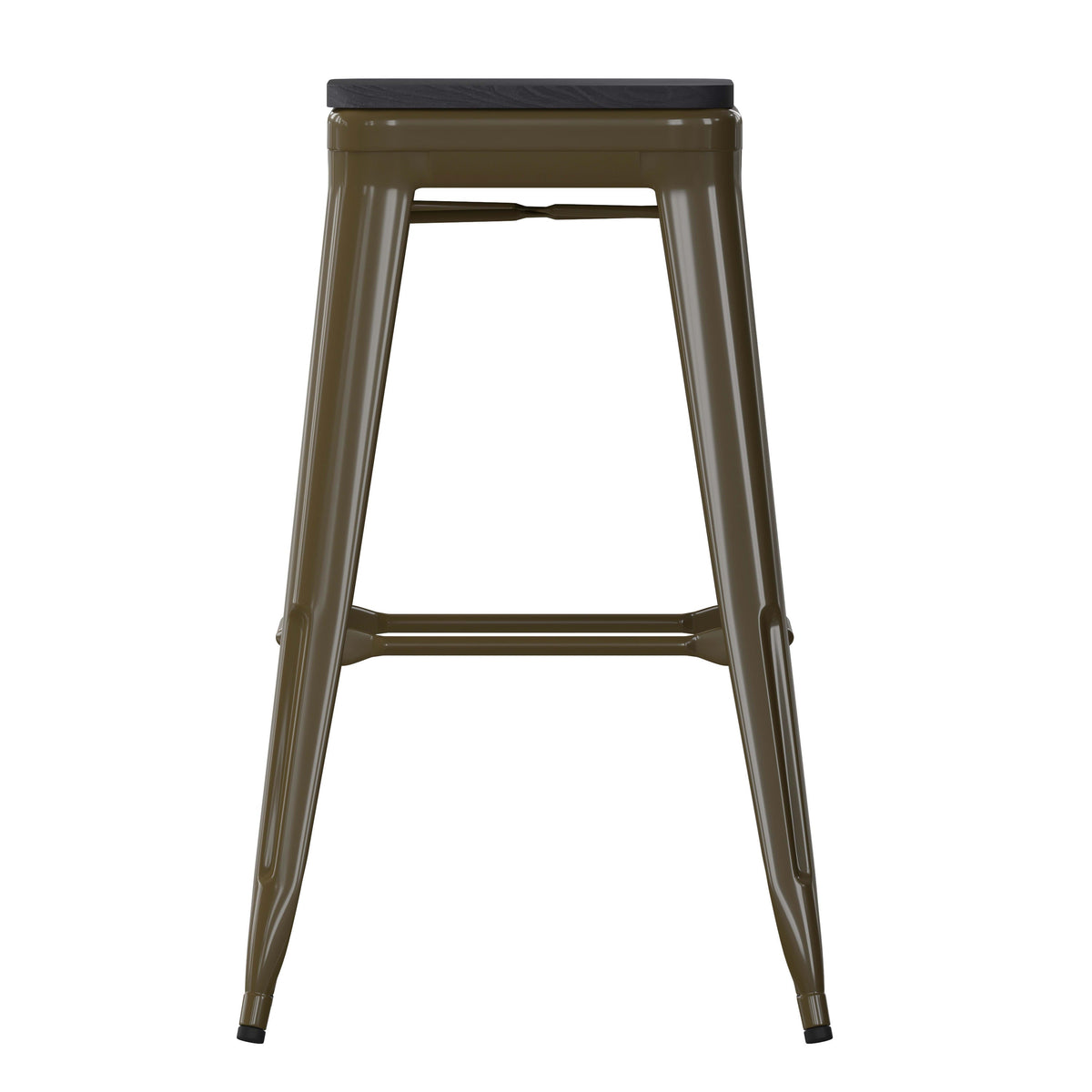 Black Resin Wood Seat/Gun Metal Frame |#| All-Weather GN Commercial Backless Bar Stools-Black Poly Seat-4 PK