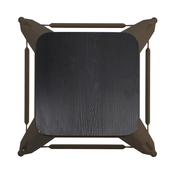 Black Resin Wood Seat/Gun Metal Frame |#| All-Weather GN Commercial Backless Bar Stools-Black Poly Seat-4 PK