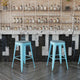Teal-Blue Resin Wood Seat/Teal Frame |#| All-Weather Teal Commercial Backless Bar Stools-Teal Poly Seat-4 PK