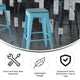 Teal-Blue Resin Wood Seat/Teal Frame |#| All-Weather Teal Commercial Backless Bar Stools-Teal Poly Seat-4 PK