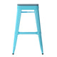 Teal-Blue Resin Wood Seat/Teal Frame |#| All-Weather Teal Commercial Backless Bar Stools-Teal Poly Seat-4 PK
