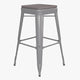 Gray Resin Wood Seat/Silver Frame |#| All-Weather Silver Commercial Backless Bar Stools-Gray Poly Seat-4 PK