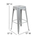Gray Resin Wood Seat/Silver Frame |#| All-Weather Silver Commercial Backless Bar Stools-Gray Poly Seat-4 PK