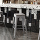 Gray Resin Wood Seat/Silver Frame |#| All-Weather Silver Commercial Backless Bar Stools-Gray Poly Seat-4 PK