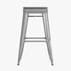 Gray Resin Wood Seat/Silver Frame |#| All-Weather Silver Commercial Backless Bar Stools-Gray Poly Seat-4 PK