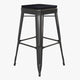 Black Resin Wood Seat/Black Frame |#| All-Weather Black Commercial Backless Bar Stools-Black Poly Seat-4 PK