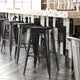 Black Resin Wood Seat/Black Frame |#| All-Weather Black Commercial Backless Bar Stools-Black Poly Seat-4 PK