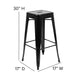 Black Resin Wood Seat/Black Frame |#| All-Weather Black Commercial Backless Bar Stools-Black Poly Seat-4 PK