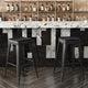 Black Resin Wood Seat/Black Frame |#| All-Weather Black Commercial Backless Bar Stools-Black Poly Seat-4 PK