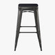 Black Resin Wood Seat/Black Frame |#| All-Weather Black Commercial Backless Bar Stools-Black Poly Seat-4 PK