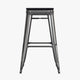 Black Resin Wood Seat/Black Frame |#| All-Weather Black Commercial Backless Bar Stools-Black Poly Seat-4 PK