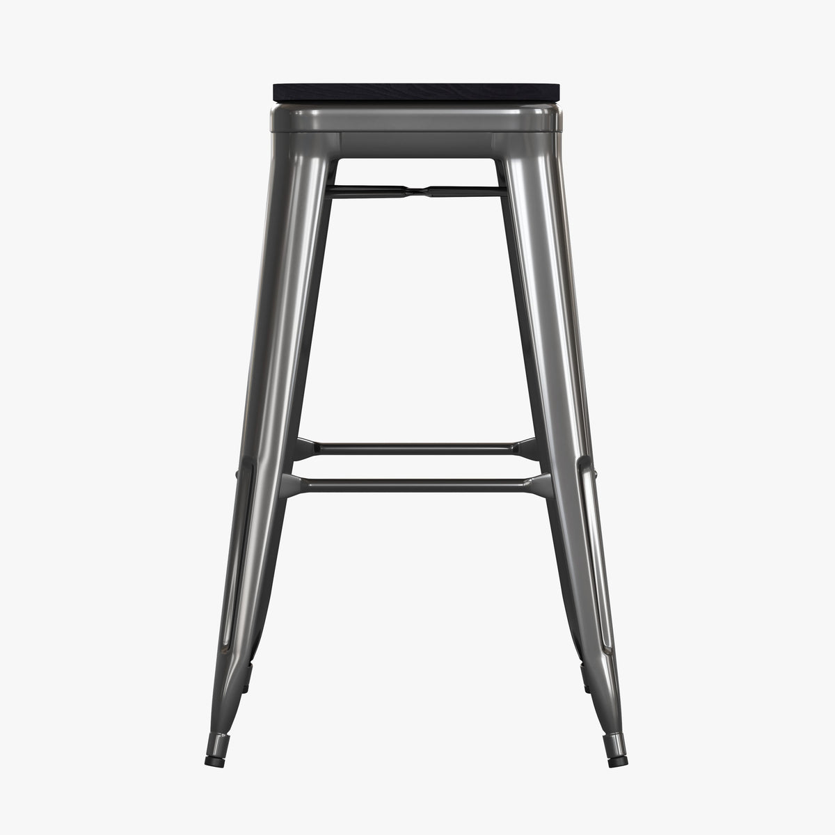 Black Resin Wood Seat/Black Frame |#| All-Weather Black Commercial Backless Bar Stools-Black Poly Seat-4 PK