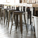 Black Resin Wood Seat/Gun Metal Frame |#| All-Weather GN Commercial Backless Bar Stools-Black Poly Seat-4 PK