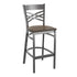 Clear Coated "X" Back Metal Restaurant Barstool
