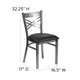 Black Vinyl Seat/Clear Coated Metal Frame |#| Clear Coated inchXinch Back Metal Restaurant Chair - Black Vinyl Seat