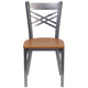 Natural Wood Seat/Clear Coated Metal Frame |#| Clear Coated inchXinch Back Metal Restaurant Chair - Natural Wood Seat