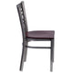 Mahogany Wood Seat/Clear Coated Metal Frame |#| Clear Coated inchXinch Back Metal Restaurant Chair - Mahogany Wood Seat