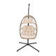 Natural |#| Foldable Hanging Egg Chair with Included C-Stand and Cream Cushions - Natural