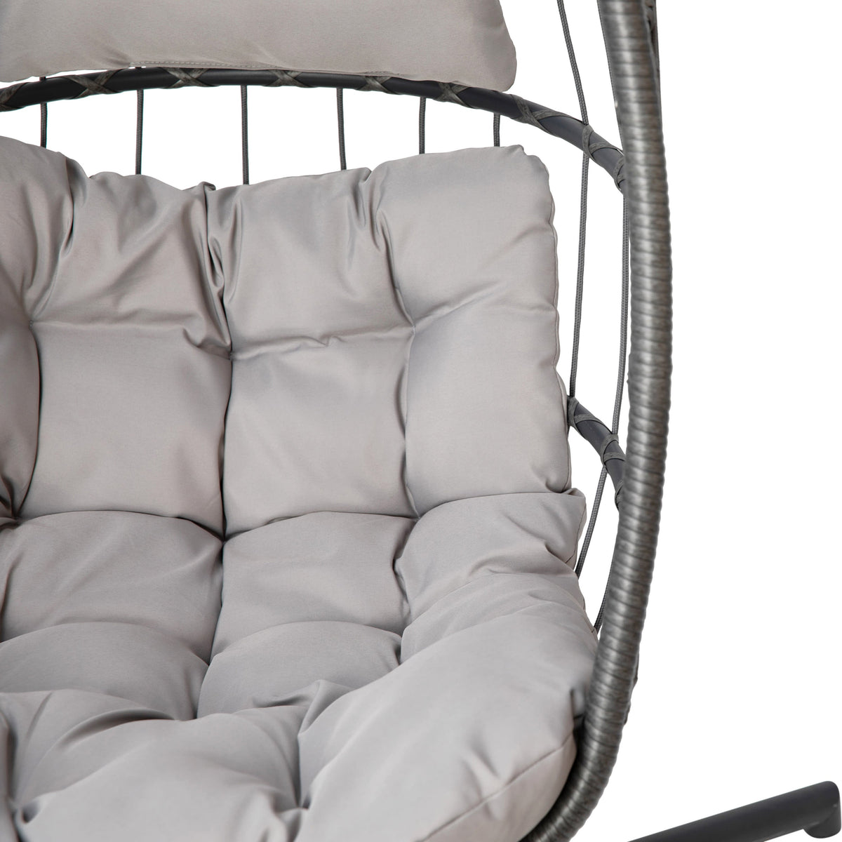 Gray |#| Foldable Hanging Egg Chair with Included C-Stand and Gray Cushions - Gray