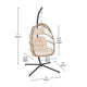 Natural |#| Foldable Hanging Egg Chair with Included C-Stand and Cream Cushions - Natural