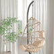 Natural |#| Foldable Hanging Egg Chair with Included C-Stand and Cream Cushions - Natural