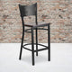 Walnut Wood Seat/Black Metal Frame |#| Black Coffee Back Metal Restaurant Barstool with Walnut Wood Seat