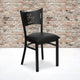 Black Vinyl Seat/Black Metal Frame |#| Black Coffee Back Metal Restaurant Chair with Black Vinyl Foam Padded Seat