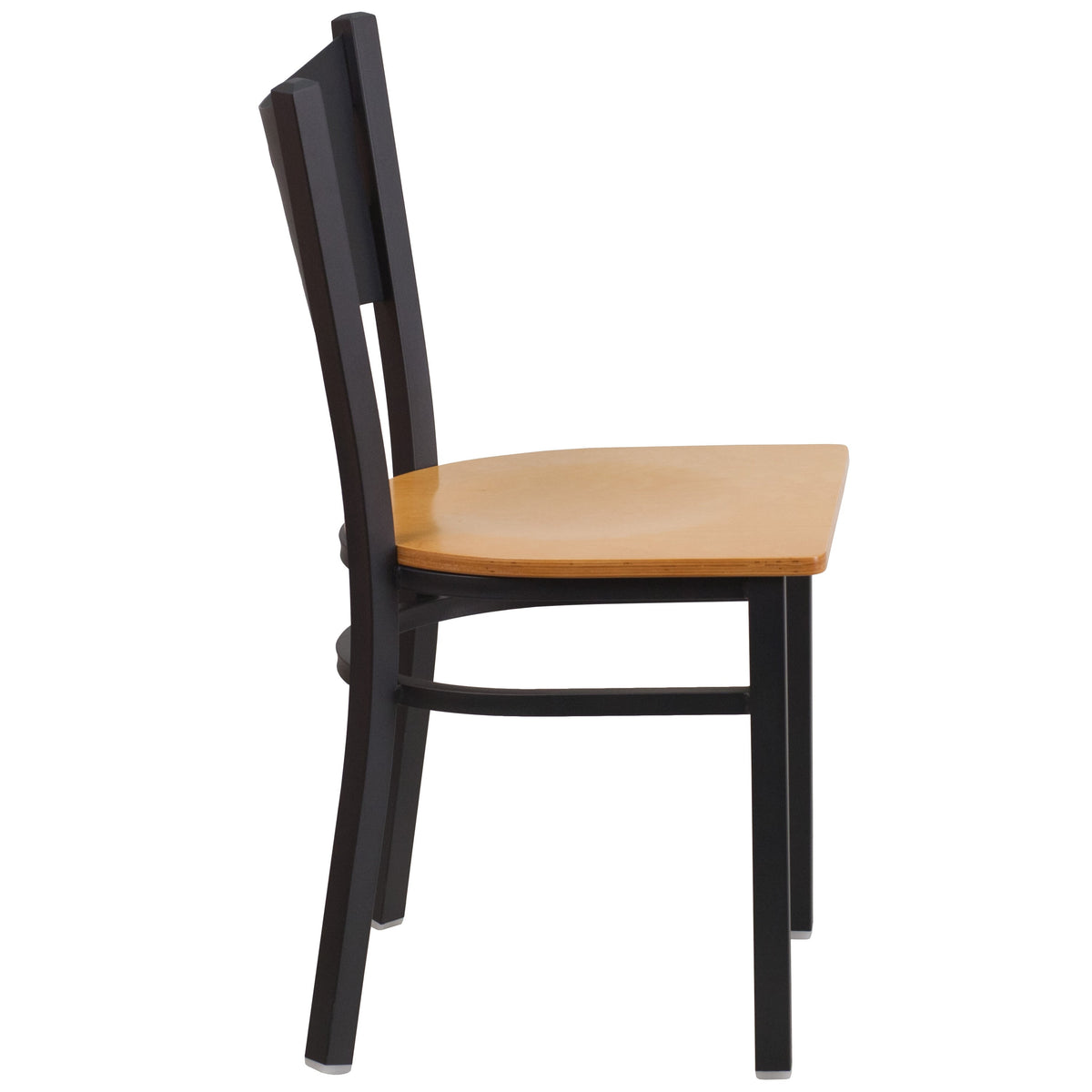 Natural Wood Seat/Black Metal Frame |#| Black Coffee Back Metal Restaurant Chair with Natural Wood Seat
