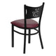 Burgundy Vinyl Seat/Black Metal Frame |#| Black Coffee Back Metal Restaurant Chair with Burgundy Vinyl Foam Padded Seat