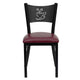 Burgundy Vinyl Seat/Black Metal Frame |#| Black Coffee Back Metal Restaurant Chair with Burgundy Vinyl Foam Padded Seat