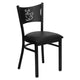 Black Vinyl Seat/Black Metal Frame |#| Black Coffee Back Metal Restaurant Chair with Black Vinyl Foam Padded Seat