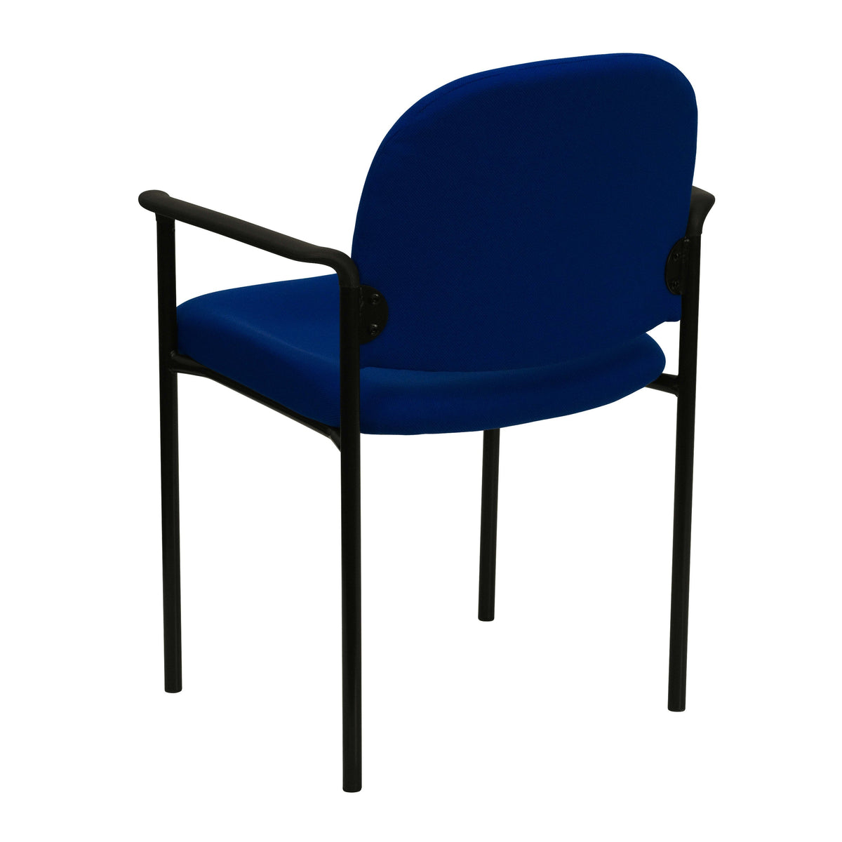 Navy Fabric |#| Comfort Navy Fabric Stackable Steel Side Reception Chair with Arms - Guest Chair