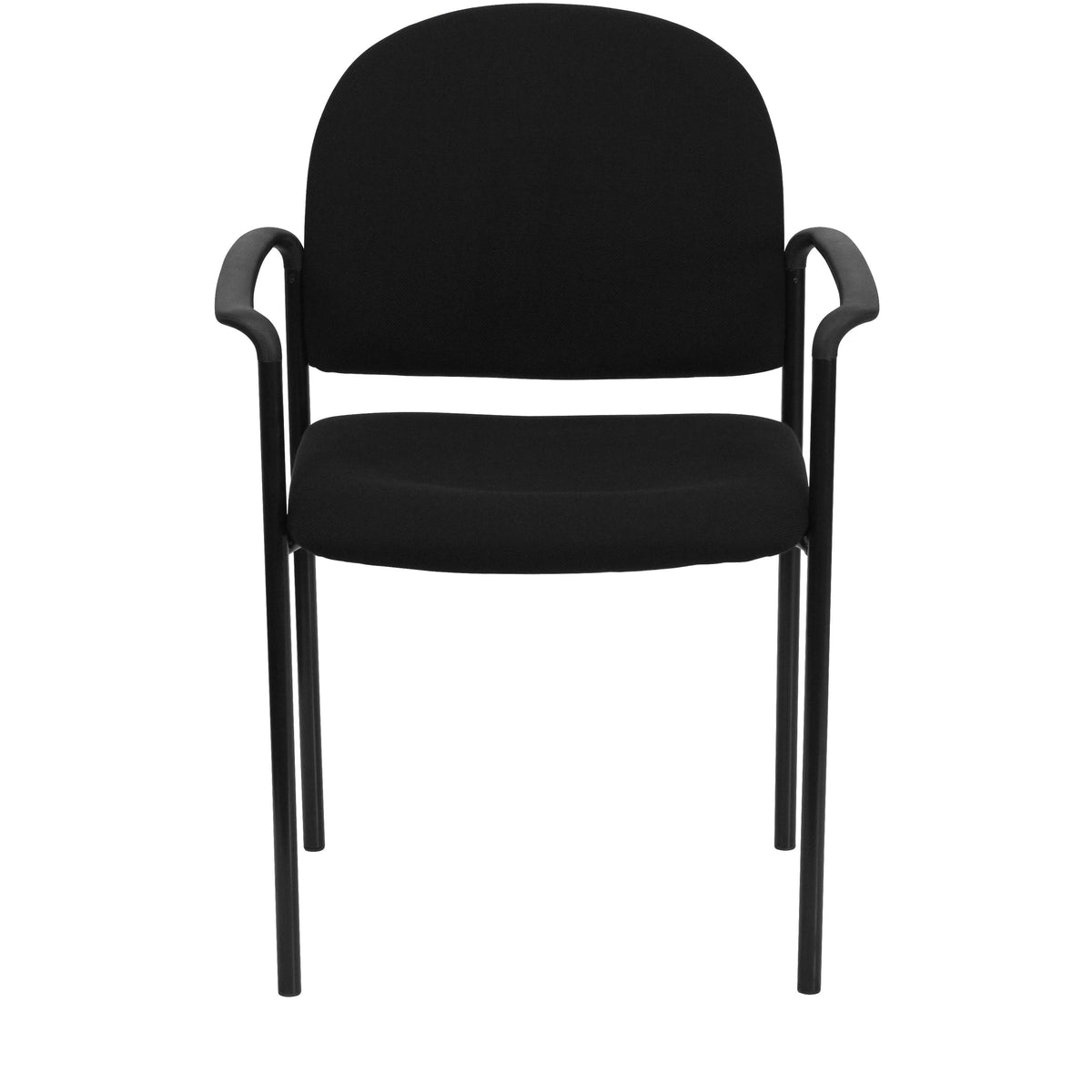 Black Fabric |#| Comfort Black Fabric Stackable Steel Side Reception Chair w/ Arms - Guest Chair